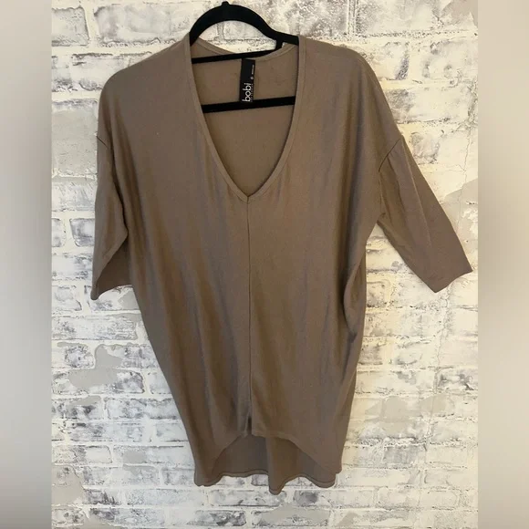 Bobi | Tan 3/4 Sleeve Knit Gauze Top - Picture 6 of 6